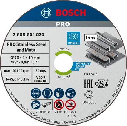 5 DISQUES PRO MÉTAL INOX 76X1X10MM