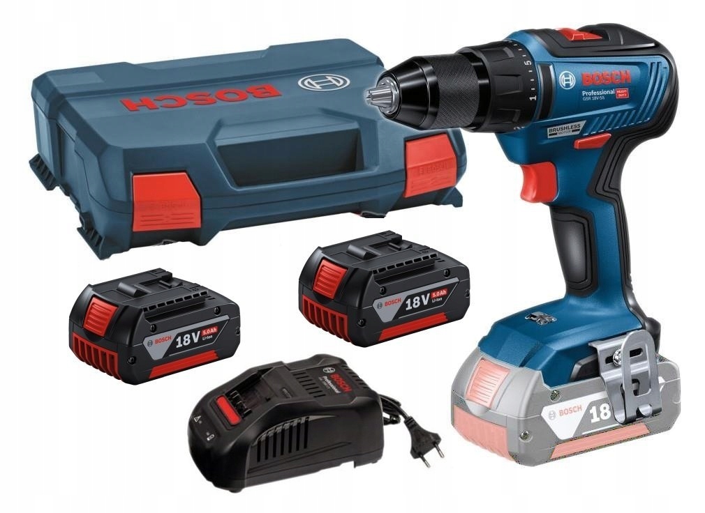 PERCEUSE-VISSEUSE BOSCH SANS FIL 18V GSR18V-50+2 BATTERIES 5A+CHARGEUR+COFFRET L-BOXX136